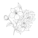 november and december birth flowers mixed together with stems tattoo design idea