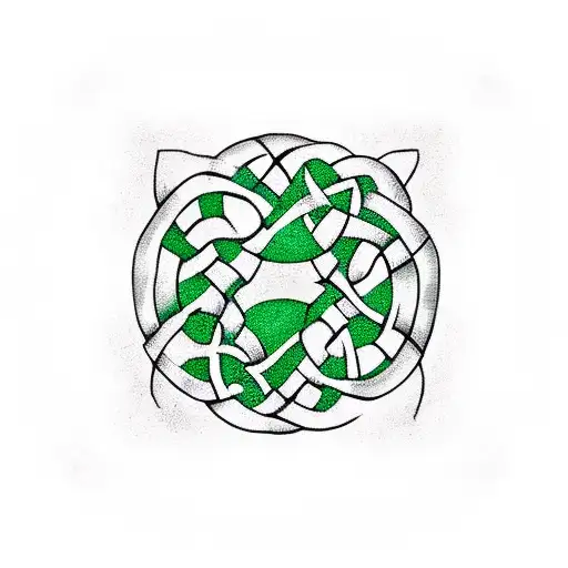 celtic knot with a green emerald for forarm tattoo design idea