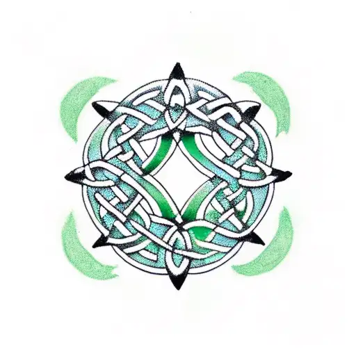 celtic knot with a green emerald for forarm tattoo design idea