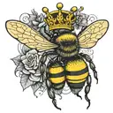 queen bee with crown and honeycomb  tattoo design idea