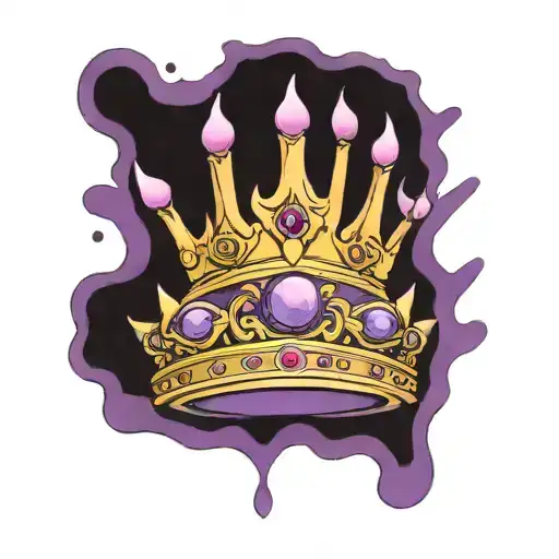 crown with purple flames tattoo design idea