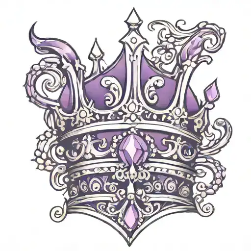 ornate crown with purple flames tattoo design idea