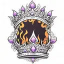 ornate crown with purple flames tattoo design idea