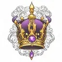 ornate crown with purple flames tattoo design idea