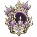 ornate crown with purple flames tattoo design idea