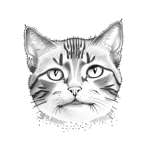 Simple Cat Line Doodle tattoo design idea