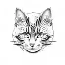 Simple Cat Line Doodle tattoo design idea