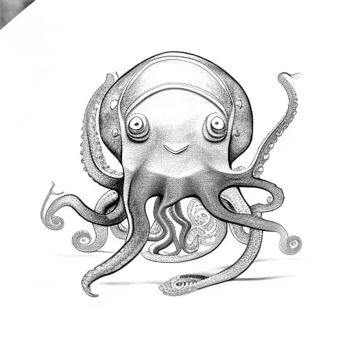 rock n roll octopus playing a drum set tattoo design idea