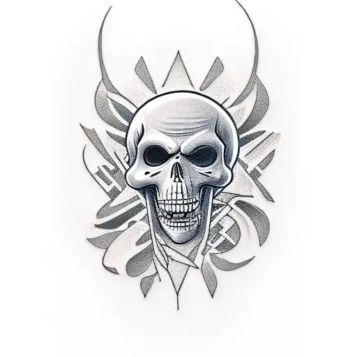 a skeletoon playing an electric guitar tattoo design idea