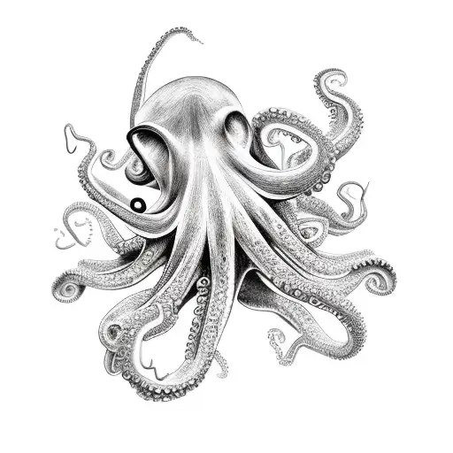 a awesome octopus playing electric guitars tattoo design idea