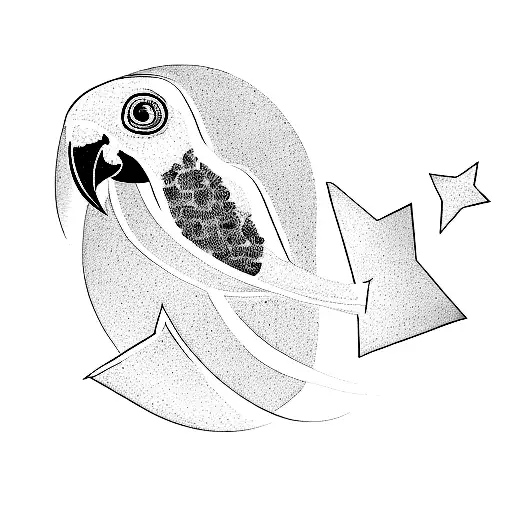 a parrot and a star tattoo design idea