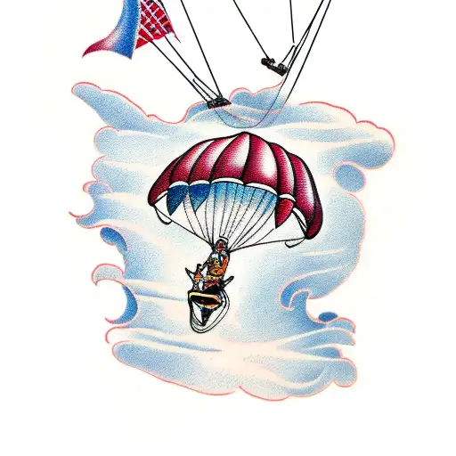 Person riding parasail with quote that says "riding parasail" tattoo design idea