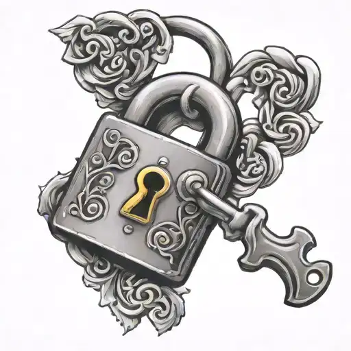 padlock and key tattoo design idea