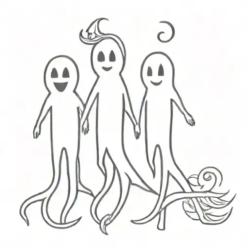 3 ghosts cute  tattoo design idea