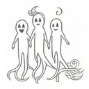 3 ghosts cute  tattoo design idea