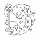 3 ghosts cute  tattoo design idea