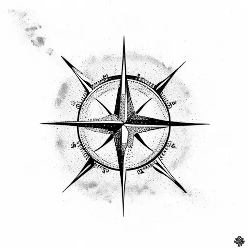 A minimalist tattoo design of a compass rose made out of coffee beans, with animal paw prints around it tattoo design idea