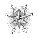 A minimalist tattoo design of a compass rose made out of coffee beans, with animal paw prints around it tattoo design idea