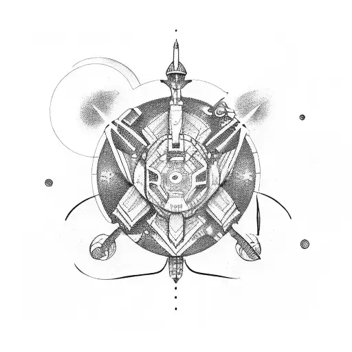 spaceship tattoo design idea