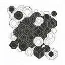 hexagon cluster black fine line work with thicker lines forming the date 26/5/2015 tattoo design idea