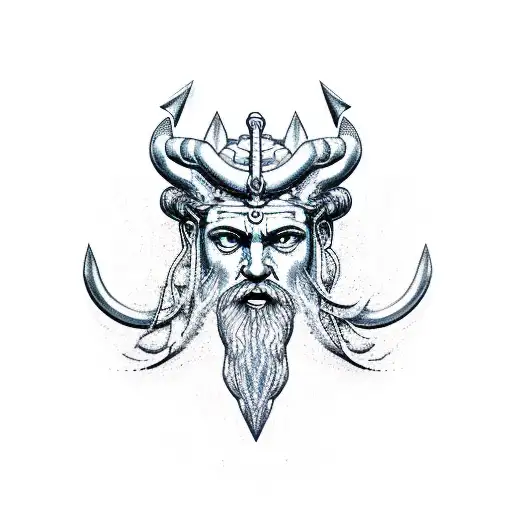 poseidon geometric tattoo for seaman tattoo design idea