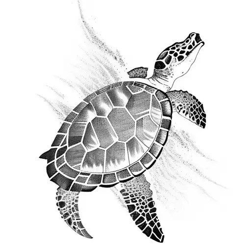 Geometric waves incorporating sea turtle and dolphin silhouettes tattoo design idea