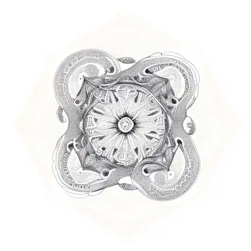 Mandala-inspired geometric octopus design tattoo design idea