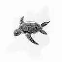 Geometric waves incorporating sea turtle and dolphin silhouettes tattoo design idea