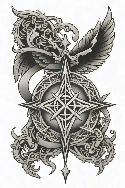 religious symbol intertwined tattoo design idea