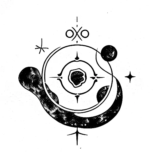 astrological logo of sun in leo, moon in aries and ascendant in scorpio tattoo design idea