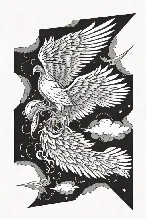 icarus flying upwards direction tattoo design idea