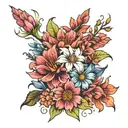 chrysanthemum. gladiolus, aster, daisy tattoo design idea