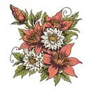 chrysanthemum. gladiolus, aster, daisy tattoo design idea