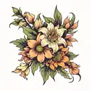 chrysanthemum. gladiolus, aster, daisy tattoo design idea