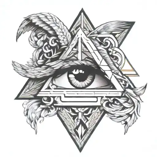 closed eye with angel wings inside triangle kingdoms fall tattoo design idea