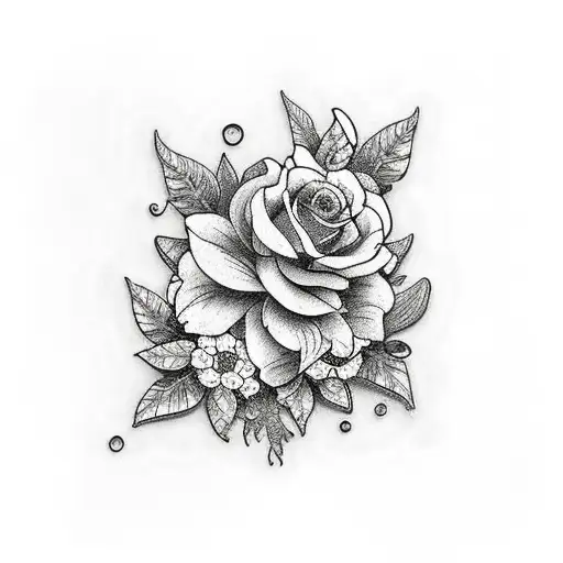 Corpse bride flowers and butterflies stained glass look tattoo design idea