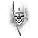 Espada atravesando casco gladiador tattoo design idea