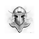 Espada atravesando casco gladiador tattoo design idea
