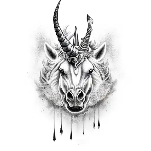 unicorn, black, sexy, mysterious, dramatic tattoo design idea