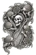 Grateful Dead inspired sleeve with dancing turtles tattoo design idea