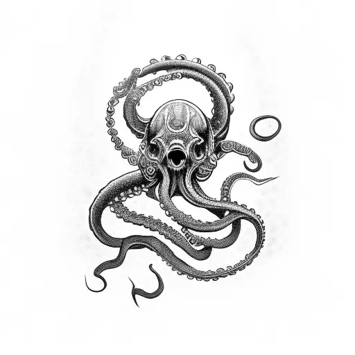 sleeve with tentacles leading to a broken skull  tattoo design idea