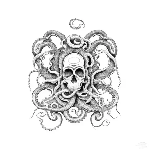 tentacles leading to a broken skull  tattoo design idea