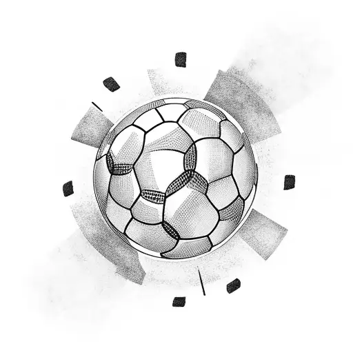 A minimalist tattoo of a soccer ball surrounded by friends holding hands tattoo design idea