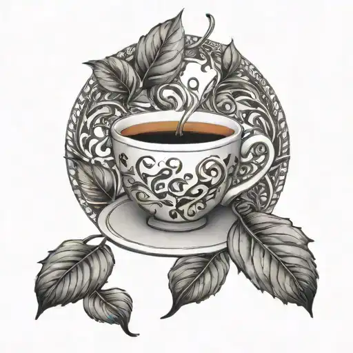 A tea leaf pattern intertwined with musical notes in honor of Ariana Grande tattoo design idea