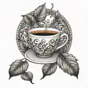 A tea leaf pattern intertwined with musical notes in honor of Ariana Grande tattoo design idea