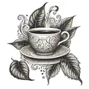 A tea leaf pattern intertwined with musical notes in honor of Ariana Grande tattoo design idea