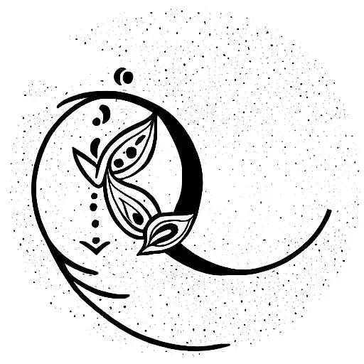 moon with lotus tattoo design idea