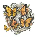 Horseshoe with butterflies  tattoo design idea