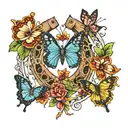 Horseshoe with butterflies  tattoo design idea