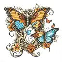 Horseshoe with butterflies  tattoo design idea